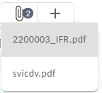 Icône GED en forme de trombone avec liste de 2 documents à visualiser