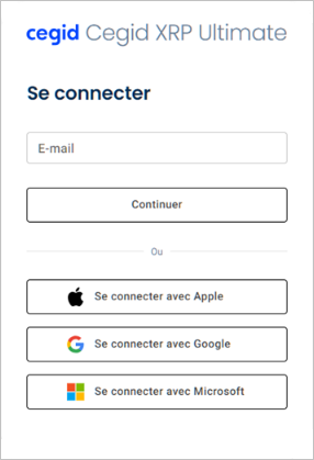 Ecran de connexion à Cegid XRP Ultimate On Demand