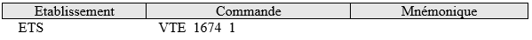 Etablissement ETS Commande VTE 1674 1