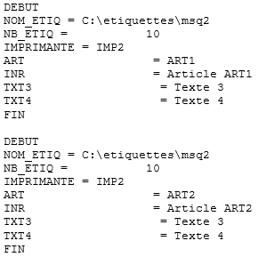 10 �tiquettes, articles ART1 et ART2, textes 3 et 4