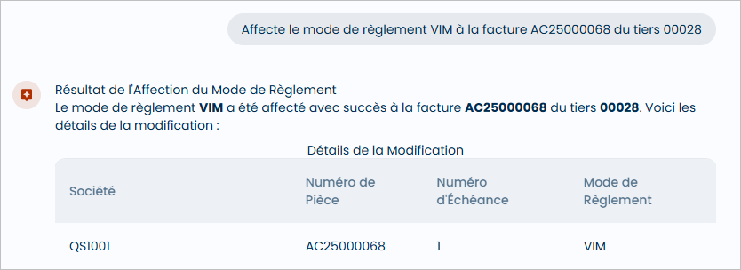R�sultat affectation du mode de r�glement � la facture du tiers demand�s
